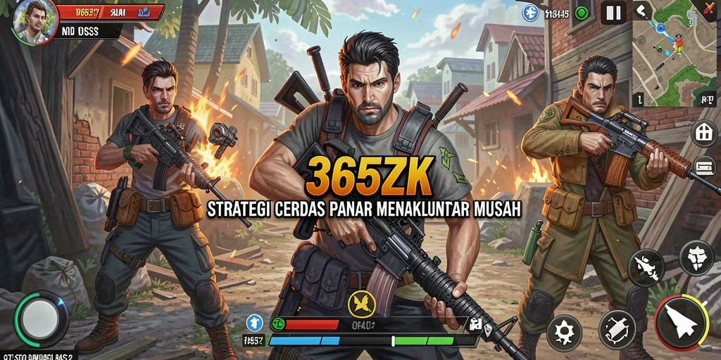 Screenshot utama 365ZK menampilkan aksi pertempuran strategis yang mendebarkan.