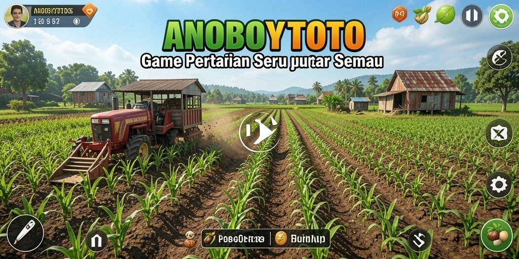 Tampilan gameplay ANOBOYTOTO yang menunjukkan aktivitas bertani yang menyenangkan.