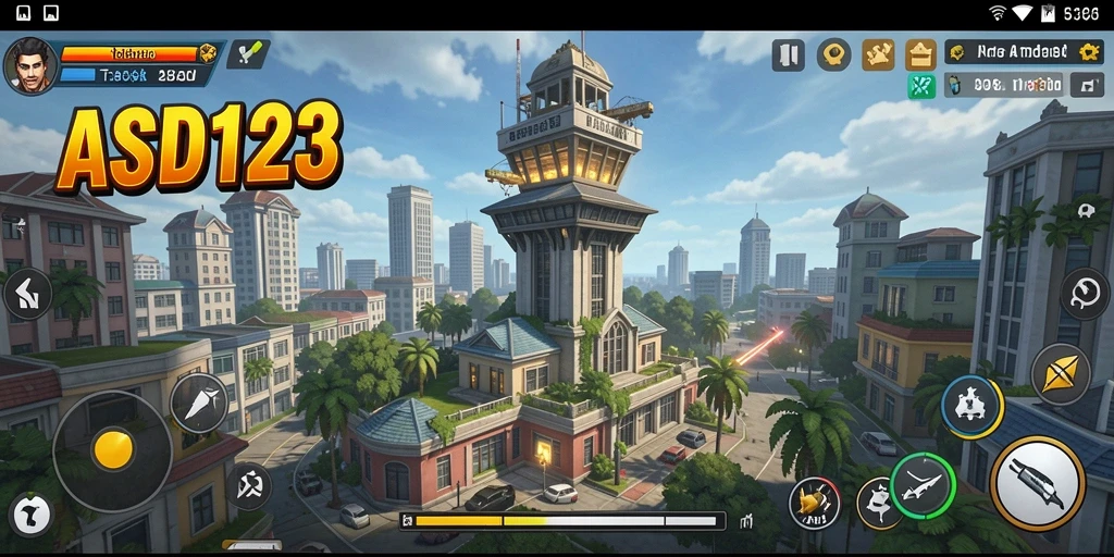 Tampilan gameplay Tower Defense dengan strategi menara yang menarik.