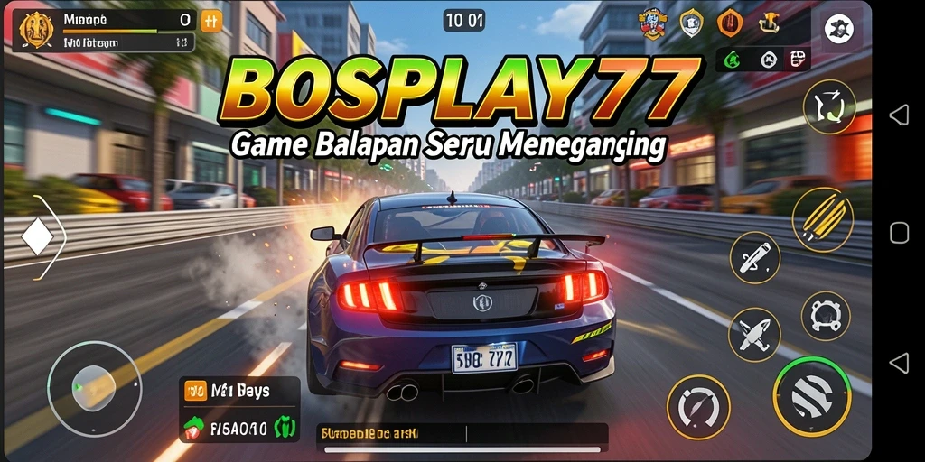 Gameplay menegangkan dari BOSPLAY77 dengan berbagai jalur balapan.