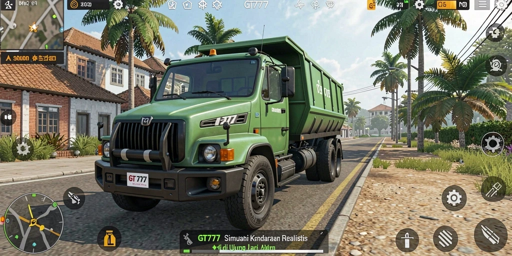 Tampilan gameplay GT777 dengan kendaraan yang melaju di jalanan.