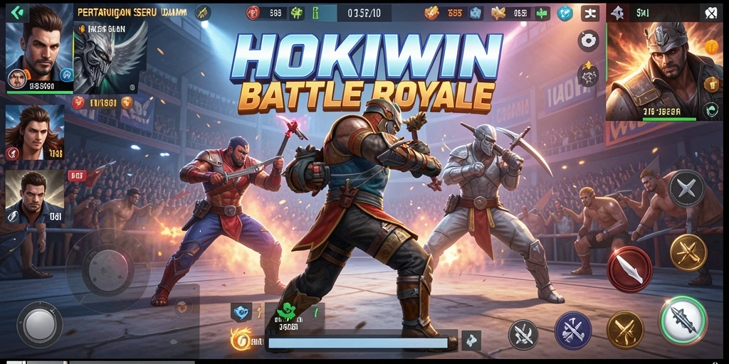 Tampilan gameplay HOKIWIN yang seru dan kompetitif dalam Battle Royale.