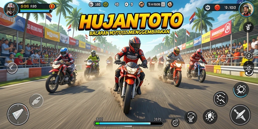 Gameplay seru dan mendebarkan dari HUJANTOTO dengan balapan motor.