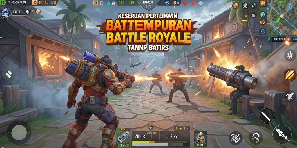 Screenshot IDROK menunjukkan aksi pertempuran seru di medan tempur Battle Royale.