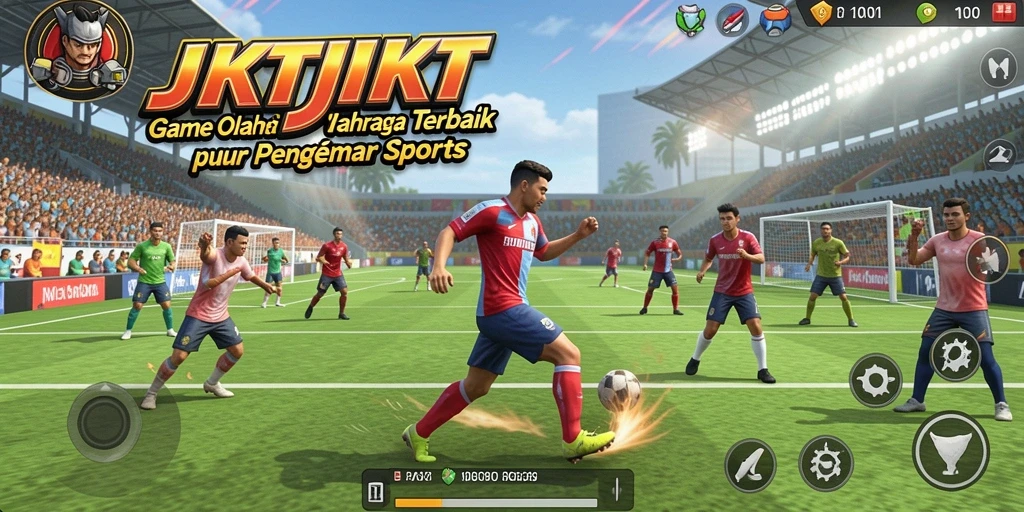 Screenshot utama JKTJKT menampilkan gameplay seru dalam olahraga.