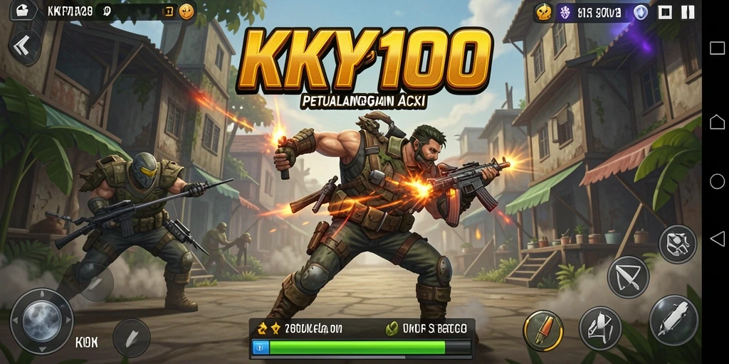 Screenshot gameplay KPK100 menampilkan aksi pertarungan yang menegangkan.