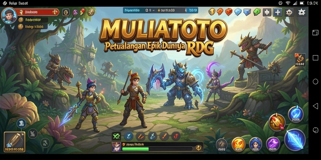 Screenshot dari gameplay RPG MULIATOTO yang menampilkan pertempuran seru.