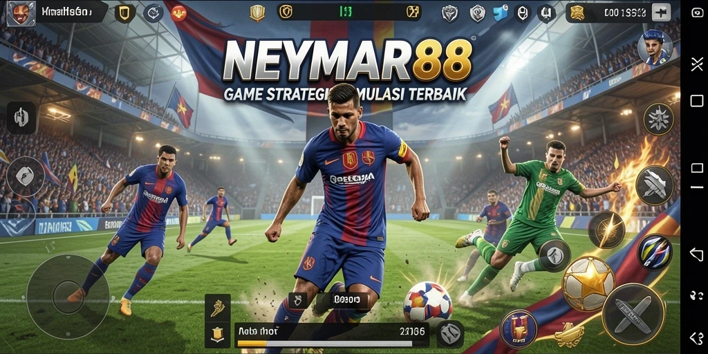 Screenshot gameplay NEYMAR88 menampilkan aksi seru di lapangan.