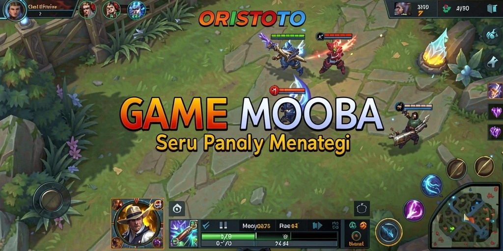 Tampilan menakjubkan dari gameplay MOBA ORISTOTO yang penuh aksi.
