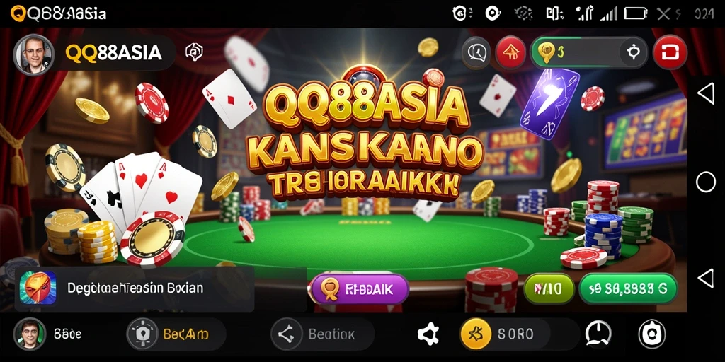 Screenshot gameplay QQ88ASIA menampilkan suasana kasino yang mendebarkan.