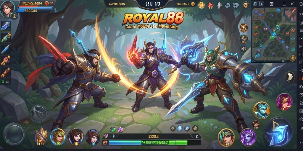 Screenshot gameplay menarik dari ROYAL88 di arena MOBA.