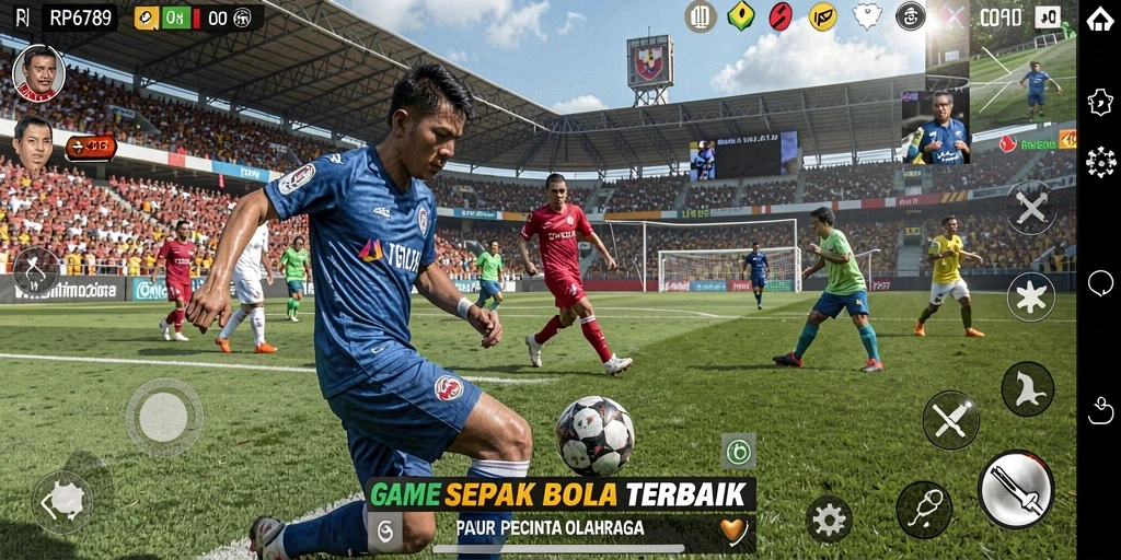 Gambar gameplay RP6789 yang memukau dalam aksi sepak bola.