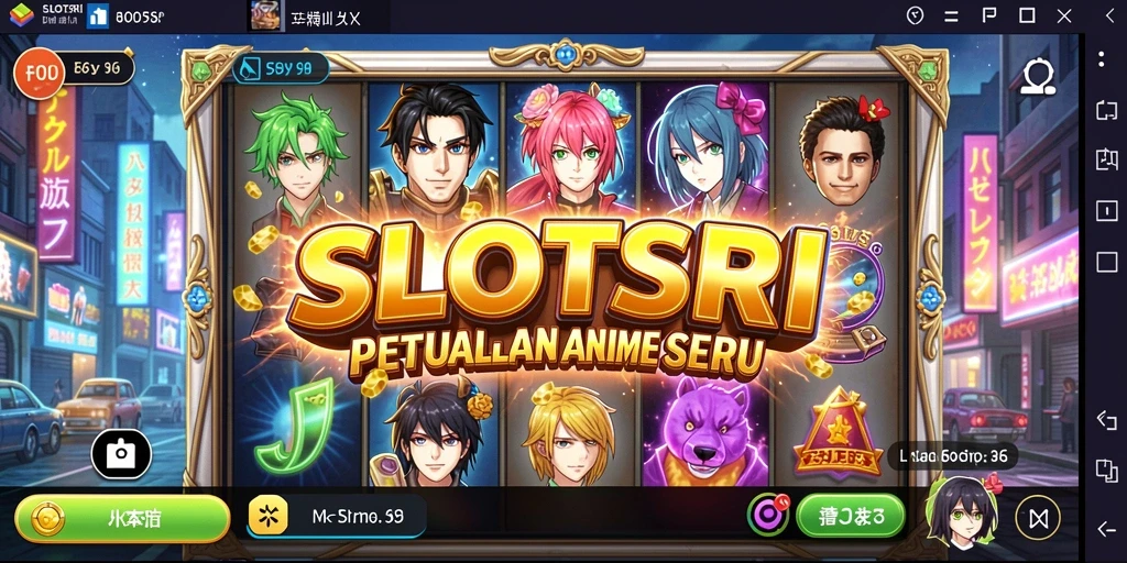 Tampilan gameplay SLOTSRI yang penuh warna dan karakter anime.