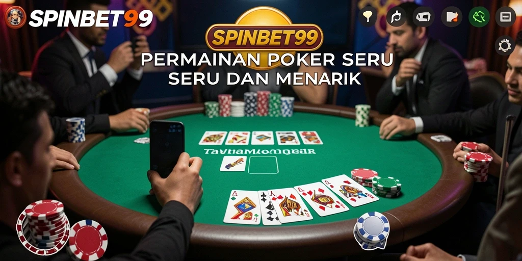 Tampilan layar permainan poker SPINBET99 yang menarik dan interaktif.