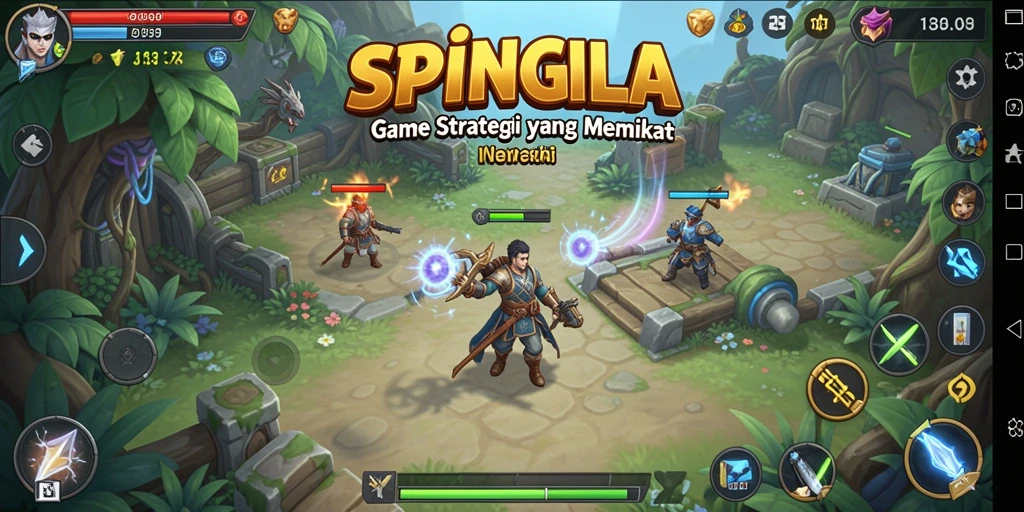 Tampilan gameplay SPINGILA menampilkan strategi yang cerdas dan pertarungan menarik.