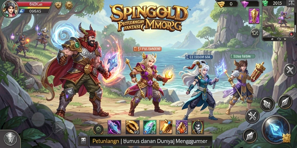 Tampilan gameplay menarik SPINGOLD dalam petualangan MMORPG.