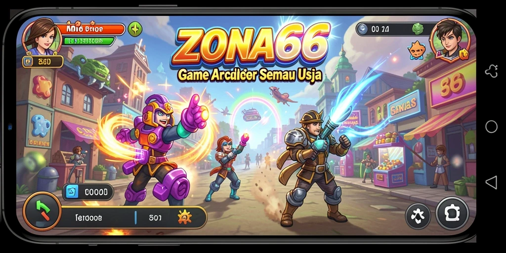 Tampilan gameplay ZONA66 yang penuh aksi dan tantangan arcade.